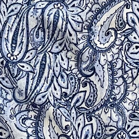 J. Jill Blue Paisley Long Sleeve Peasant Blouse, Tassels, Boho, Lightweight M - Picture 4 of 10